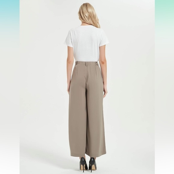 NWT Tranjori Mocha Tan High Waist Wide-Leg Pants Trousers Office Neutral Casual - Picture 8 of 13